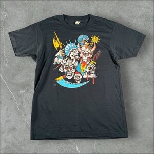 Vintage Gordon & Smith Shirt Men Medium Black Skull 80s Grunge Gothic 1988 Skate